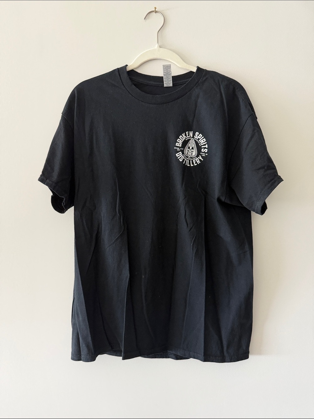 Gildan Black Short Sleeve Tee with White Chest Logo